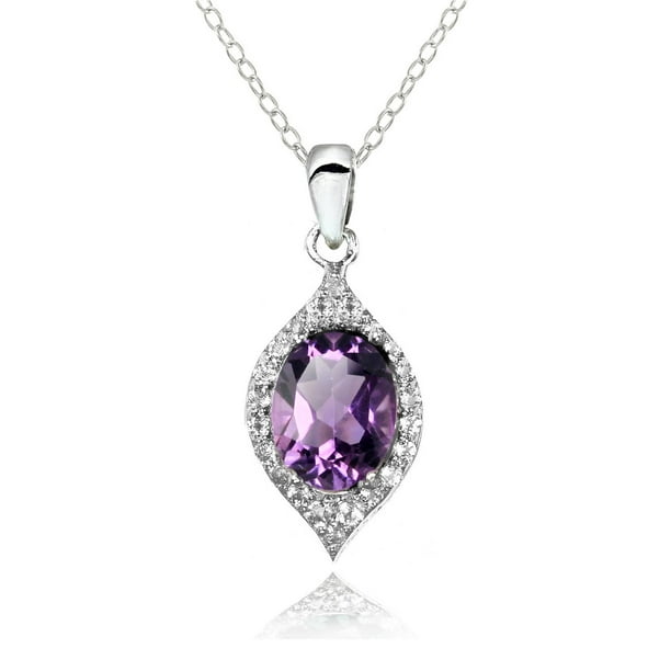Ice Gems Sterling Silver African Amethyst Amethyst and White Topaz Cluster Tonal Necklace 